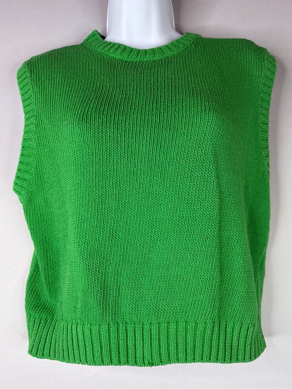 Zara preppy Academia Green Knit Sleeveless Sweater Vest